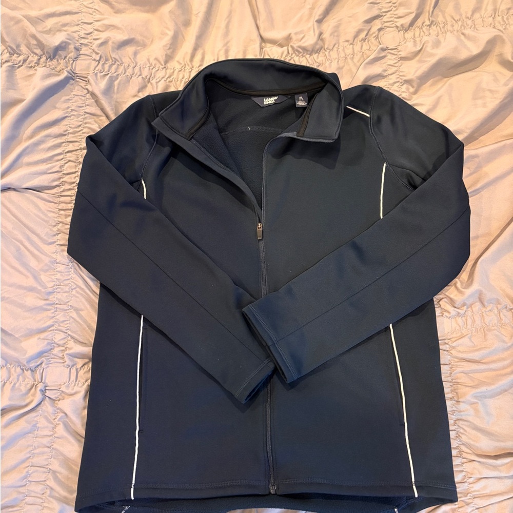 Lands' End Dark Blue Fleece Jacket - Youth XL, 14-16